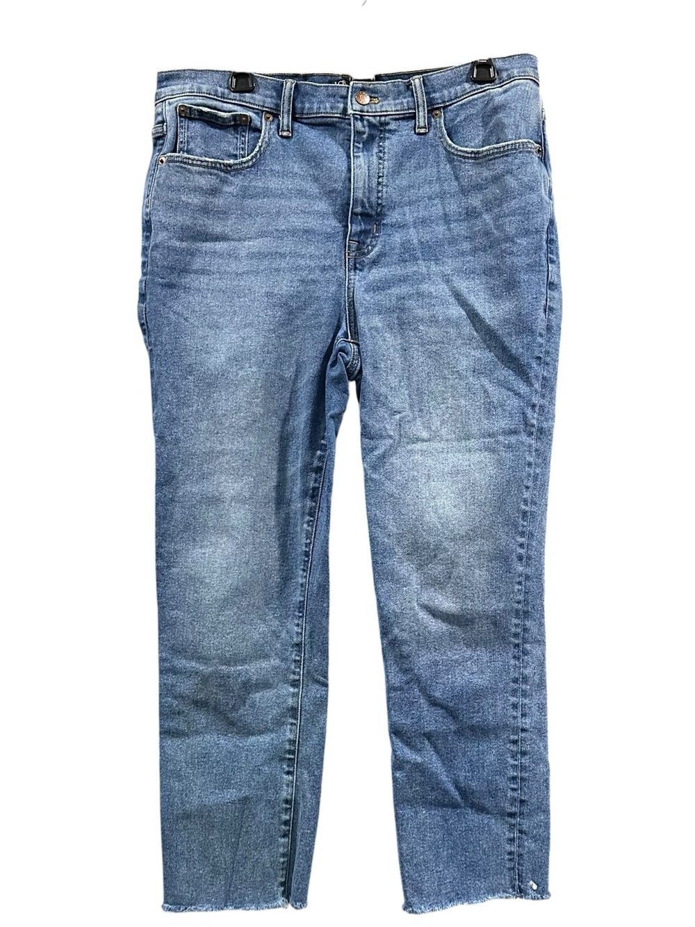 J.Crew Essential Straight Jeans Women’s Size 32 High Rise Raw Hem Stretch Denim